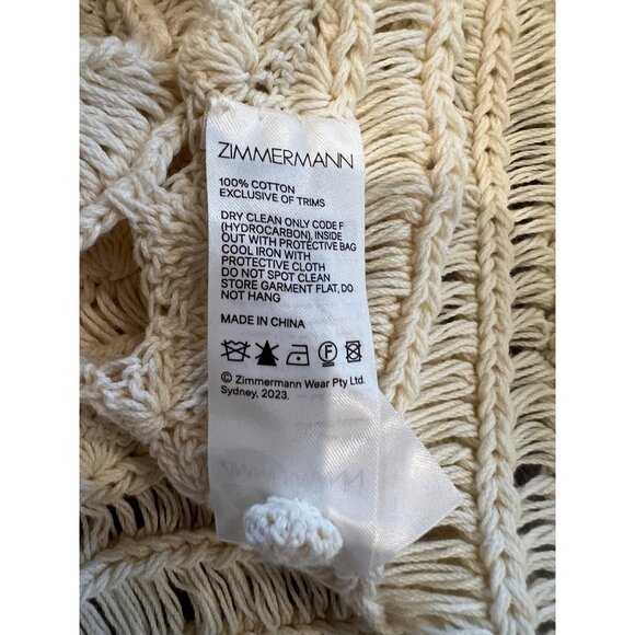 NWOT Zimmermann Waverly cream Crochet Crewneck Top shirt blouse size 0/ US 4 - Picture 8 of 8